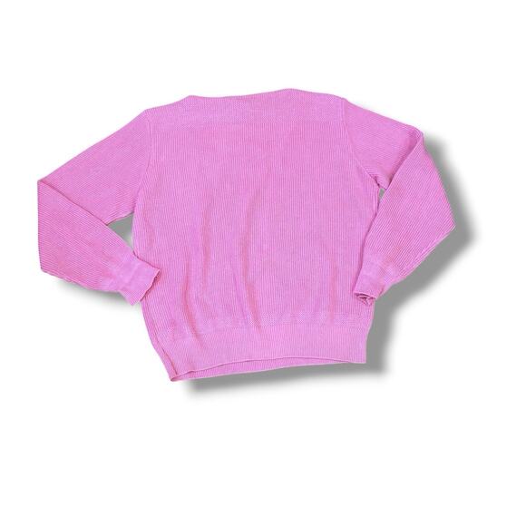 Vintage Pink Floral Embroidered Sweater 100% Cotton Nancy Miles USA Cottage - Picture 5 of 5